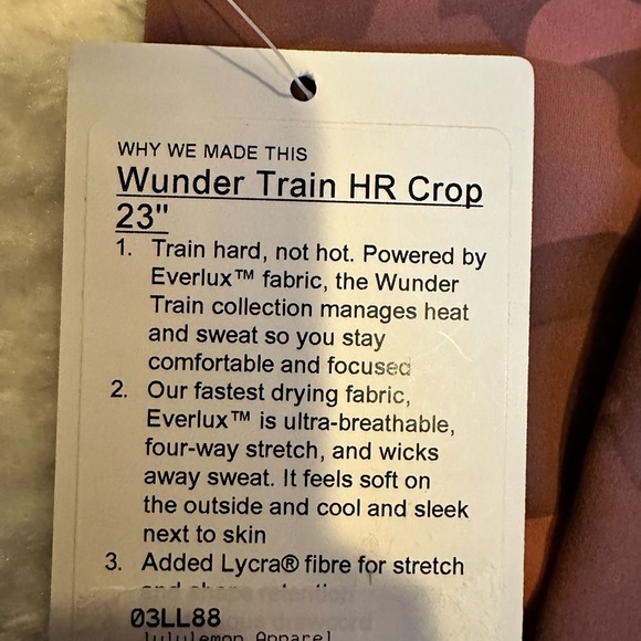 Lululemon pants wunder crop 23 size 6 - Picture 3 of 5